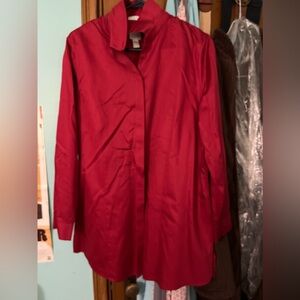 Chico's Red Long Sleeve Button Down Shirt